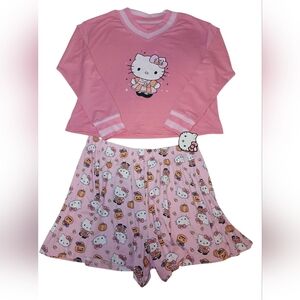 Hello Kitty Halloween Pajama Set | Long Sleeve Top & Shorts | Size Small | NWT